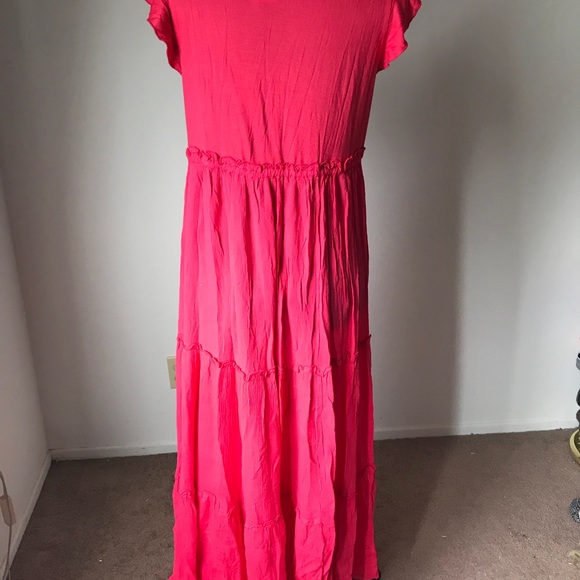 SOLDLong comfy pink flowey summer dress sz M - Picture 4 of 5